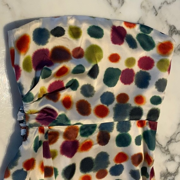 Theory Multi-Color Silk Strapless Mini Dress - Picture 3 of 9